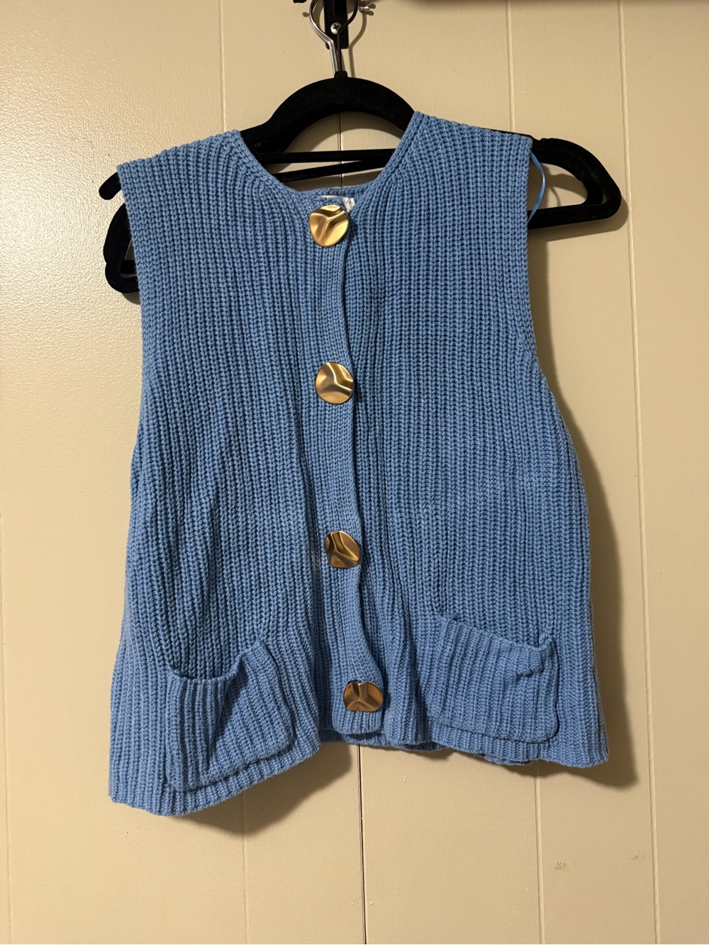 Marshalls Light Blue Knit Button-Front Sleeveless Cardigan